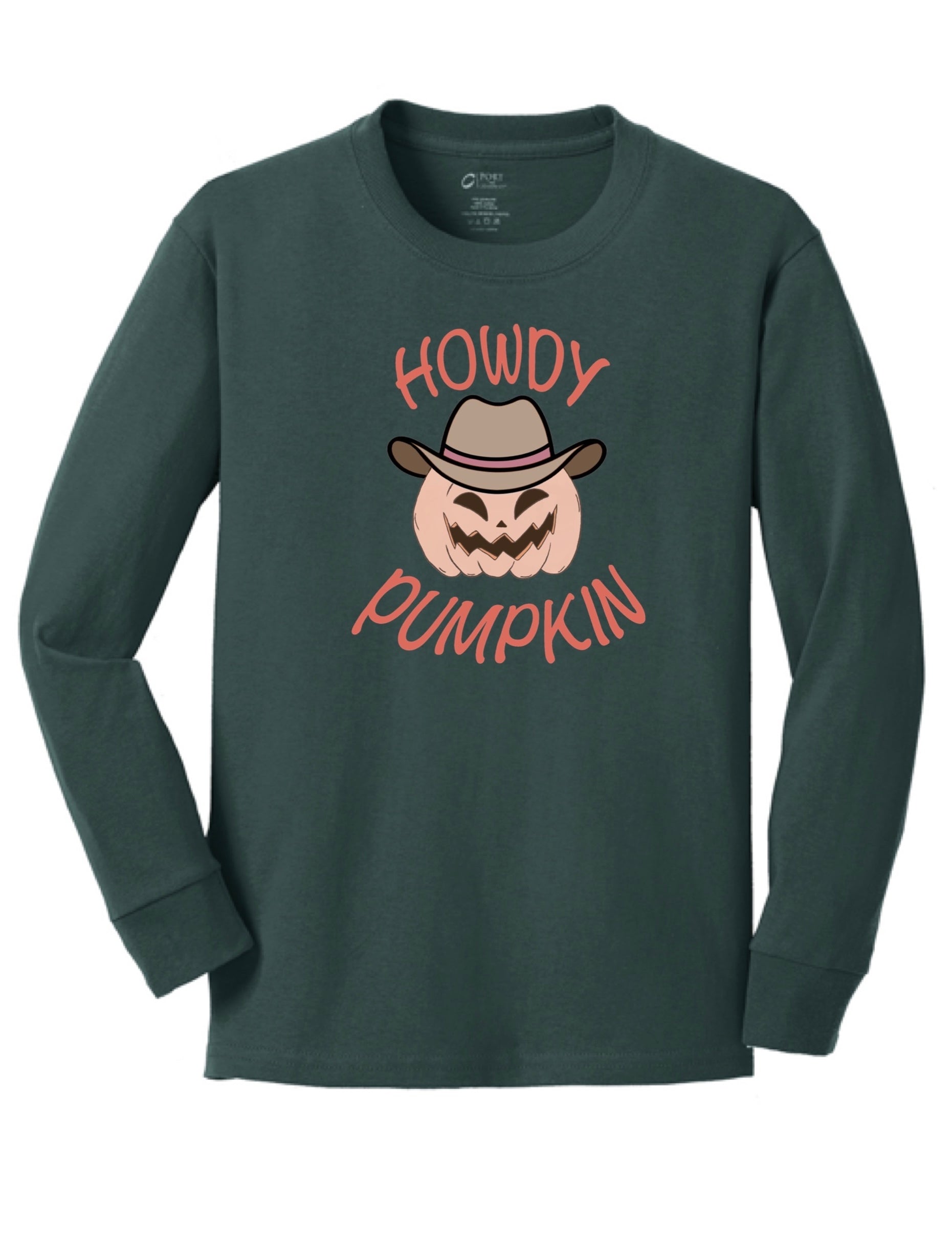 Youth Howdy Pumpkin Long Sleeve Tee